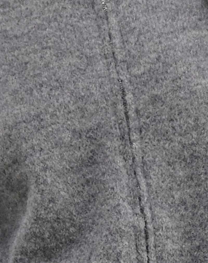 Maira Jacke mit durchgehendem Reißverschluss, grau gestrickt