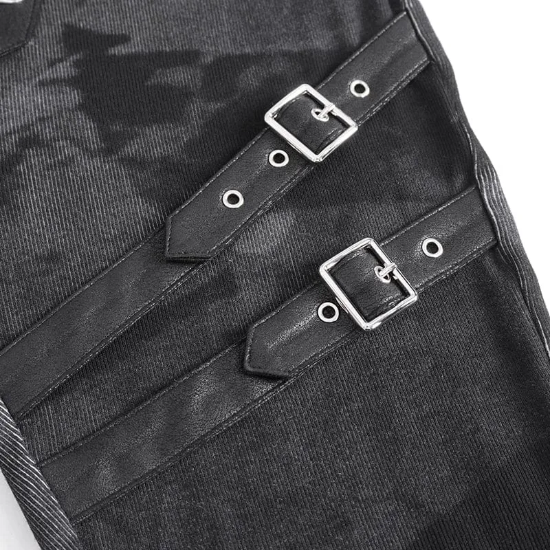 Punk-Schnürleggings mit Batik-Schnalle für Damen in Schwarz