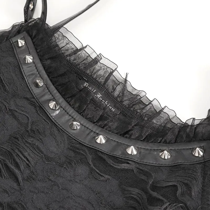 Damen-Gothic-Spitzenkleid mit gerissenem Saum und Armärmeln