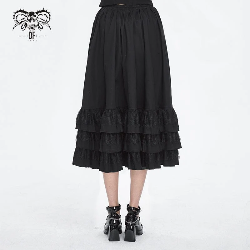 Lange Gothic-Überröcke mit Rüschenschnalle für Damen