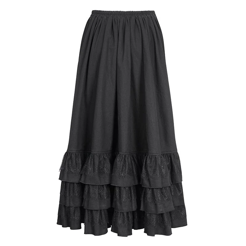 Lange Gothic-Überröcke mit Rüschenschnalle für Damen