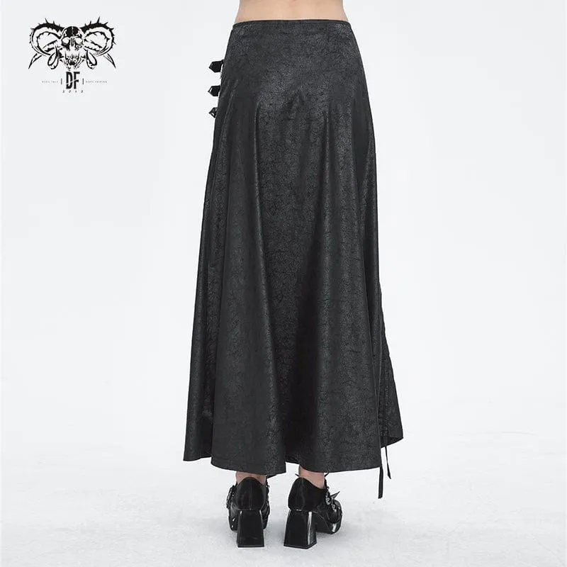 Langer Rock mit seitlichem Schlitz und Gothic-Schnalle für Damen