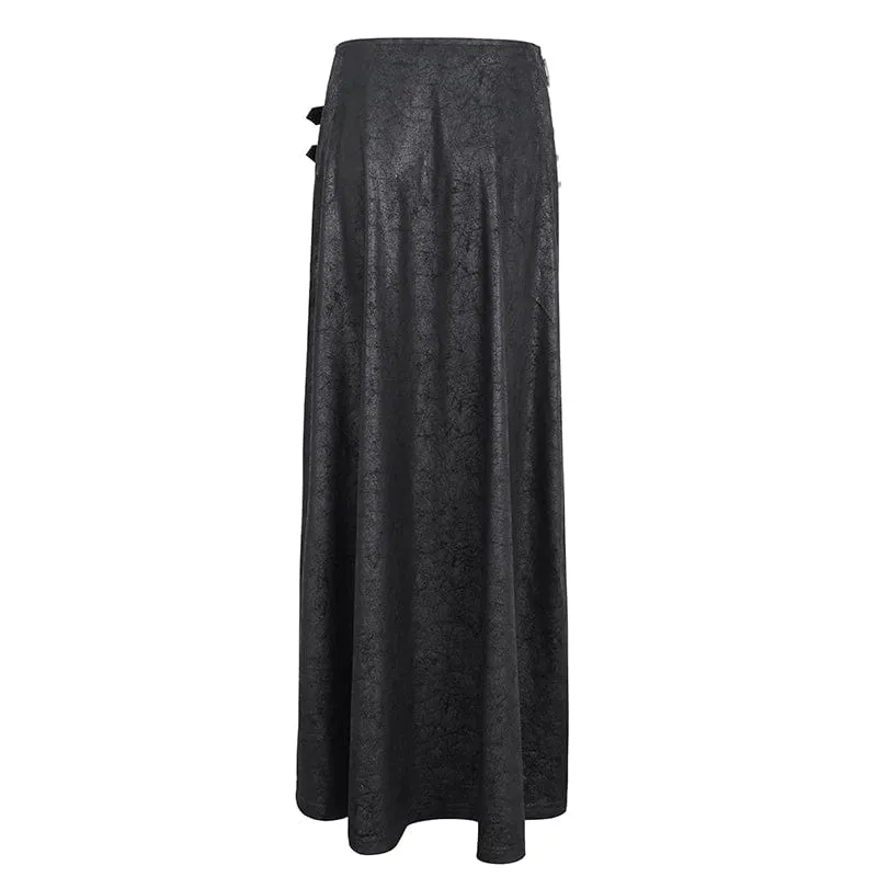Langer Rock mit seitlichem Schlitz und Gothic-Schnalle für Damen
