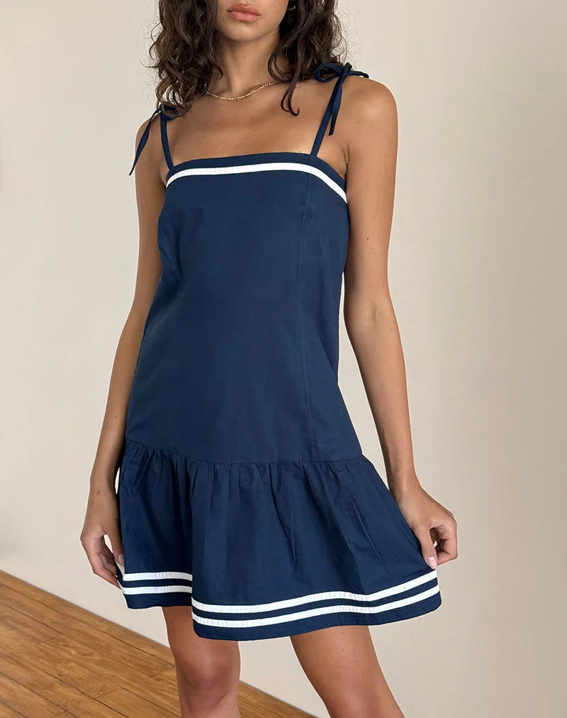 Rodha Cami Minikleid aus Popeline Navy