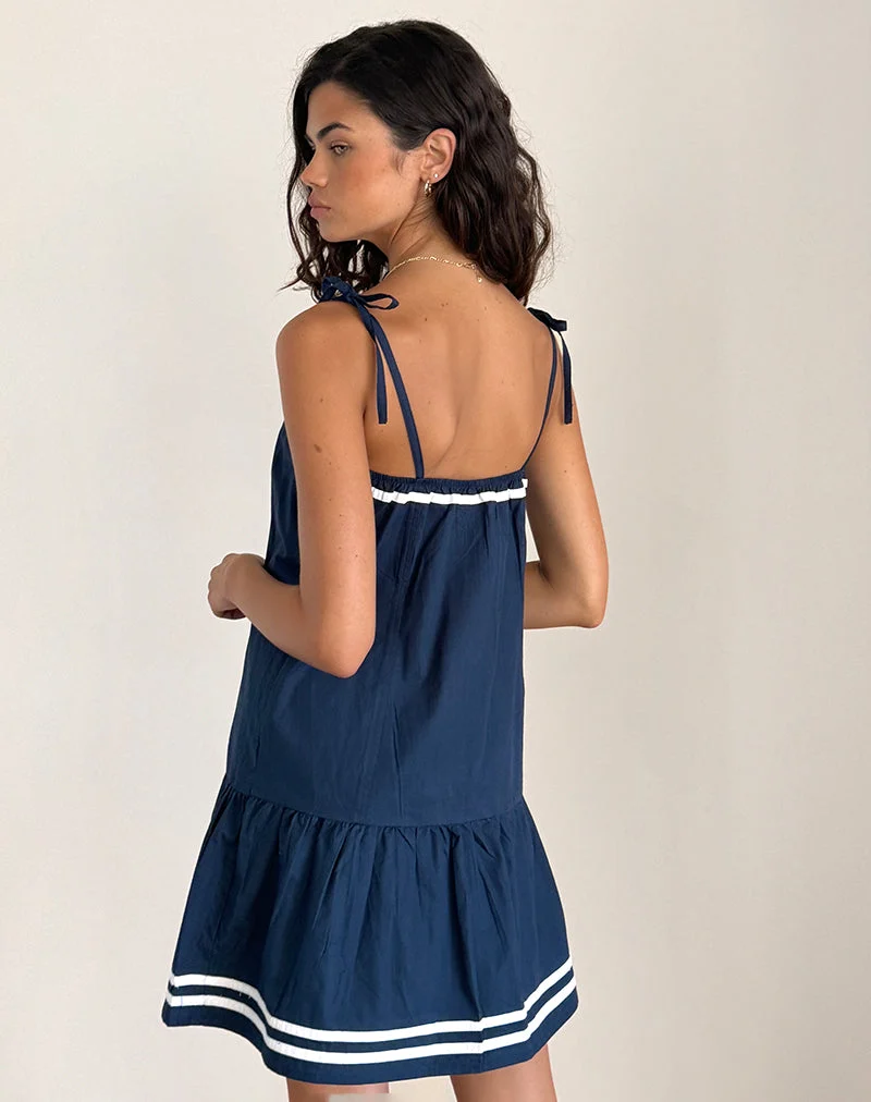 Rodha Cami Minikleid aus Popeline Navy