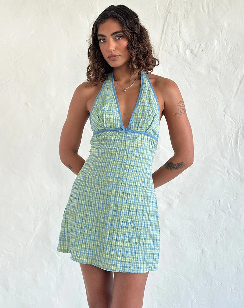 Corla Minikleid in Karo Grün
