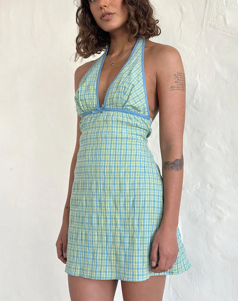 Corla Minikleid in Karo Grün