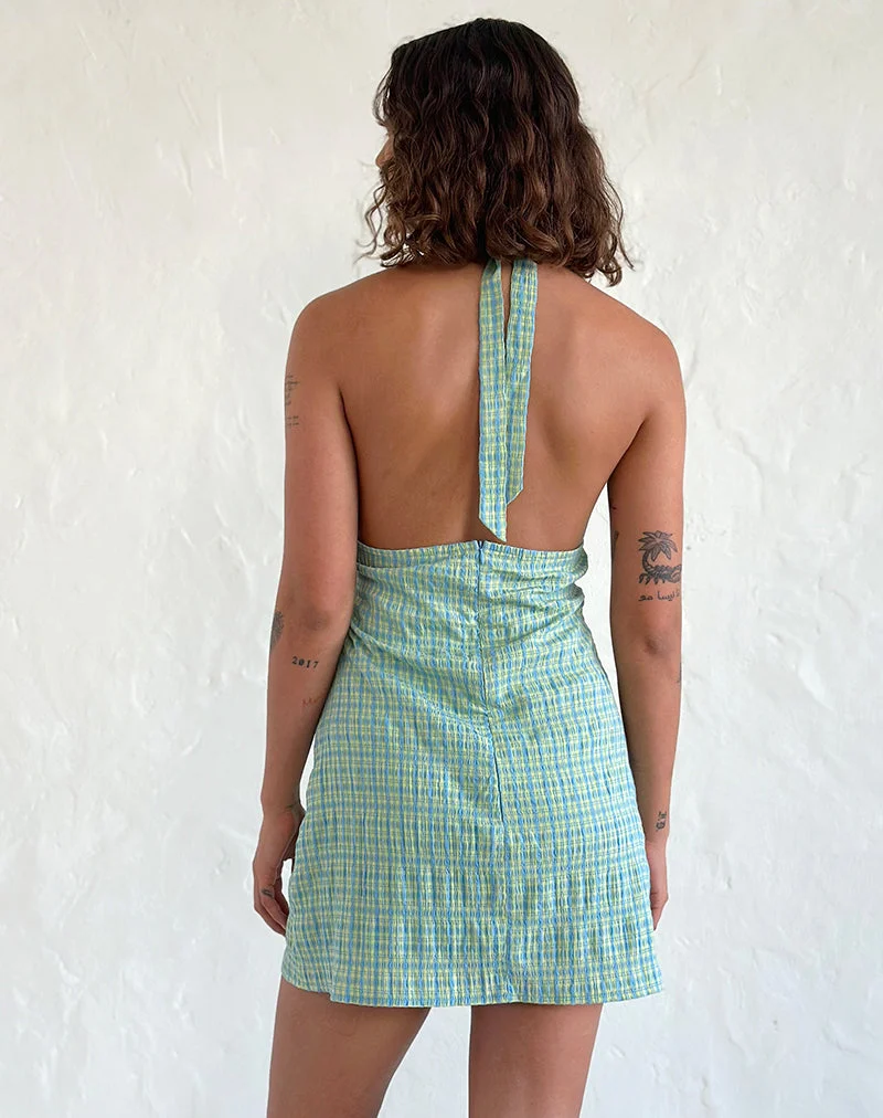 Corla Minikleid in Karo Grün