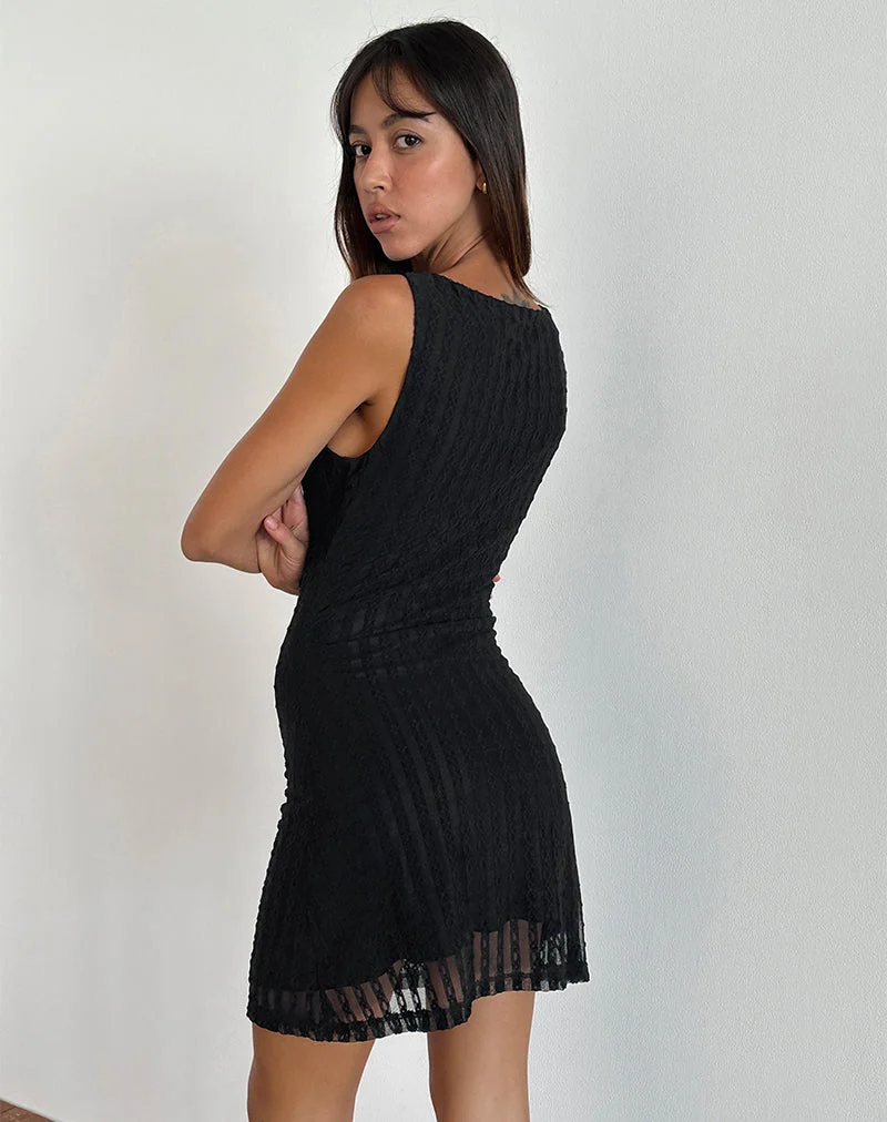 Zerrin Minikleid aus strukturierter Spitze Schwarz
