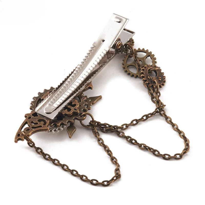 Haarspange mit Steampunk-Zahnradkette für Damen