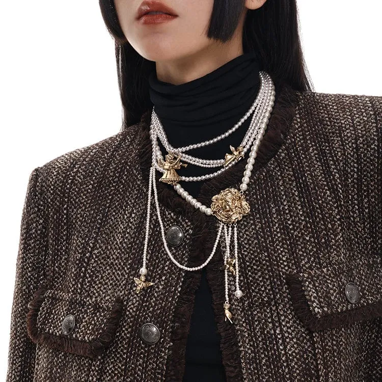Damen-Gothic-Engel-Perlenhalsband