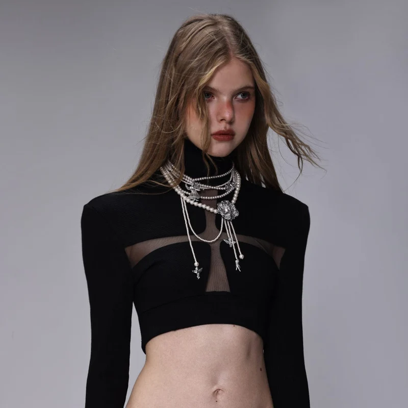 Damen-Gothic-Engel-Perlenhalsband