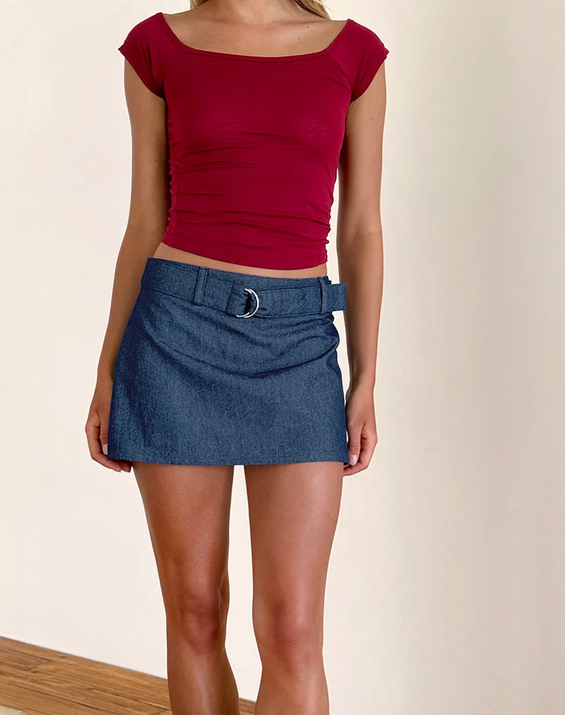 Marine Rock mit Gürtel aus Denim Chambray Indigo