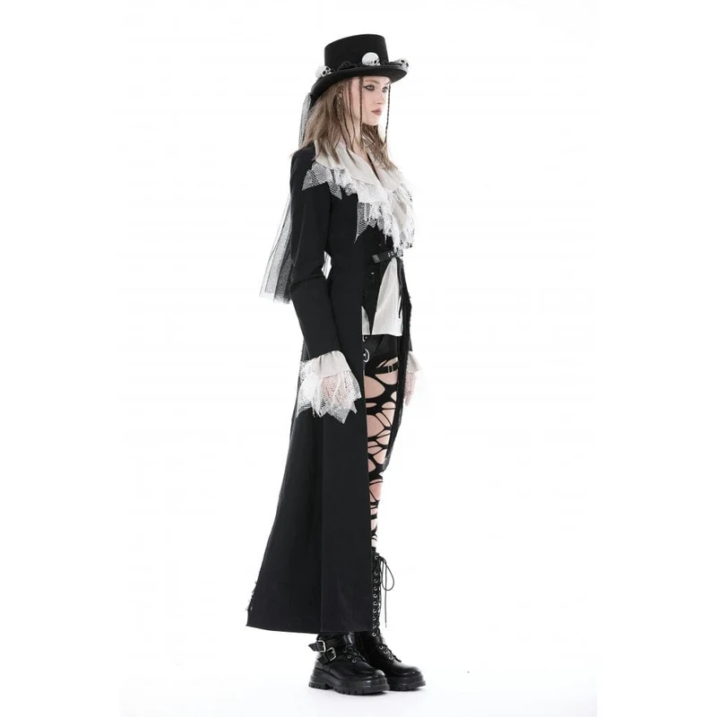 Unregelmäßiger Distressed-Punk-Mantel für Damen mit Gürtel
