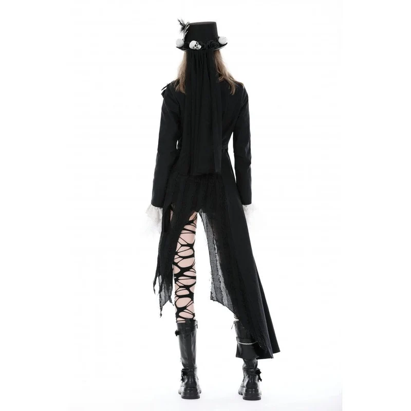 Unregelmäßiger Distressed-Punk-Mantel für Damen mit Gürtel