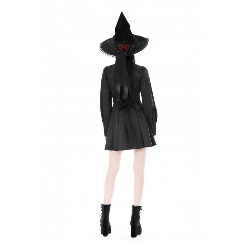 Damen-Gothic-Kleid mit Umlegekragen und Krawatte