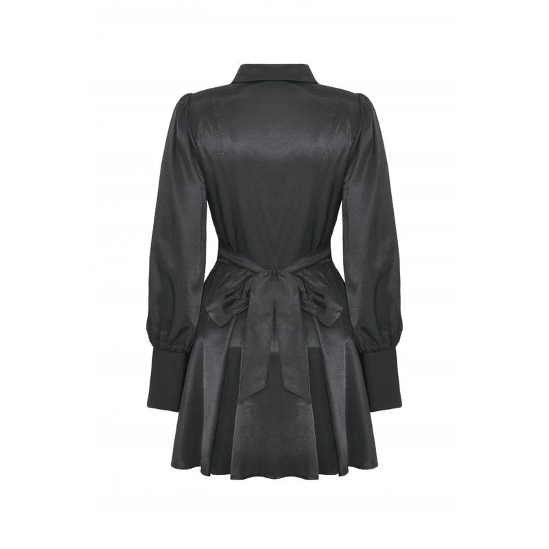 Damen-Gothic-Kleid mit Umlegekragen und Krawatte