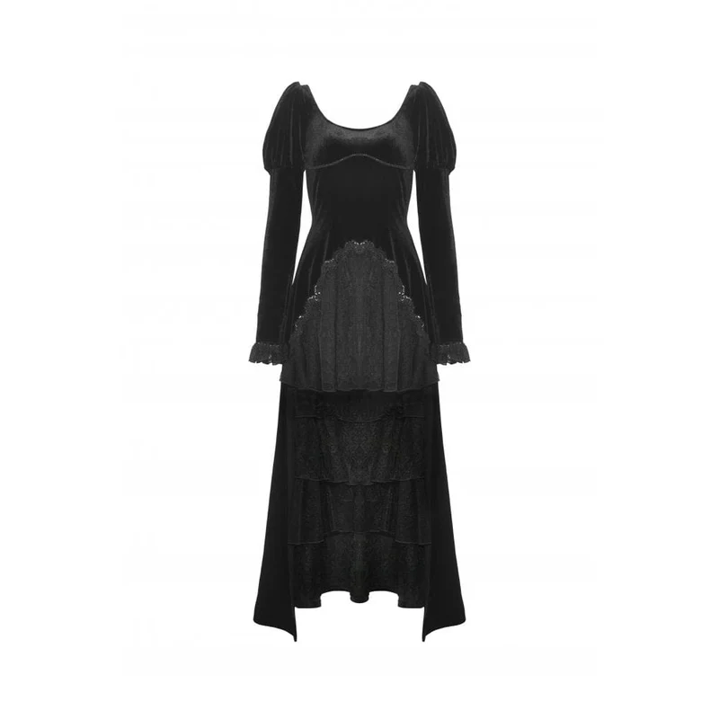 Gothic-Hochzeitskleid aus Samt mit Puffärmeln für Damen