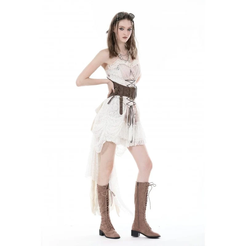 Unregelmäßiges Steampunk-Unterbrustkorsett mit großer Schnalle für Damen