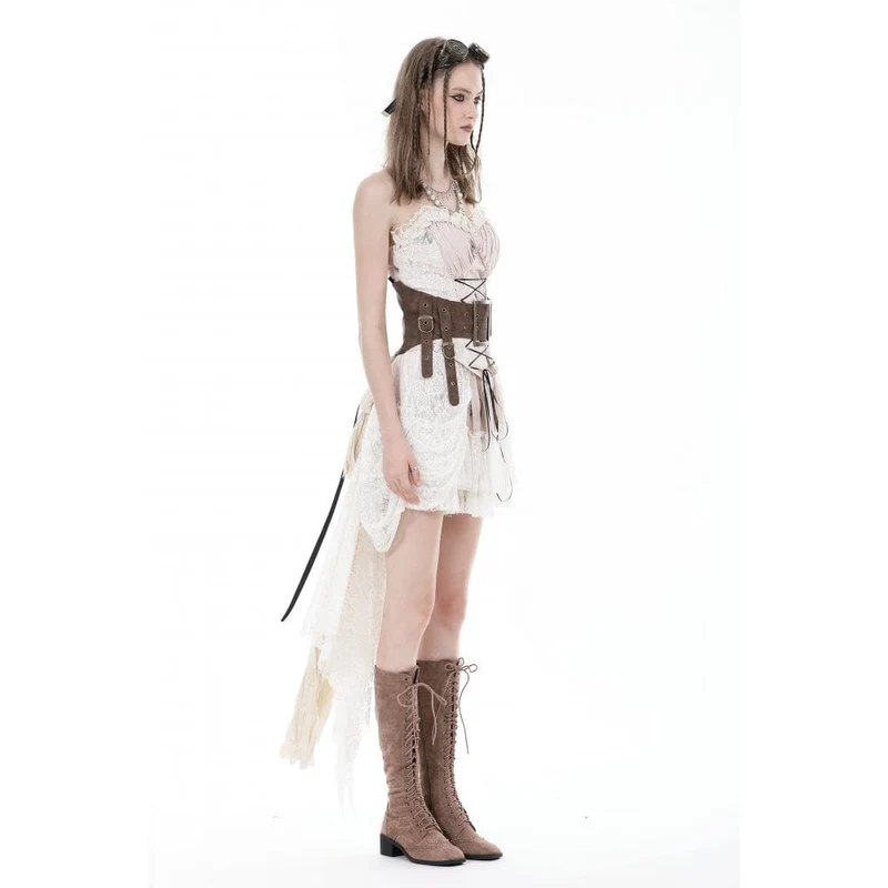 Unregelmäßiges Steampunk-Unterbrustkorsett mit großer Schnalle für Damen