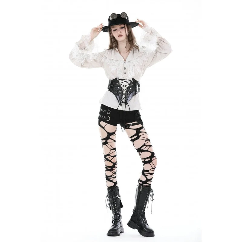Punk-Gürtel aus Kunstleder mit Schnürung für Damen