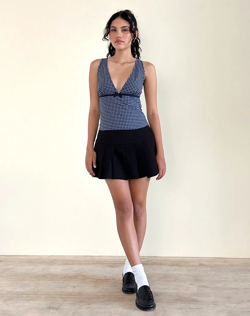 Vishata Top in Mini Gingham Dunkelblau