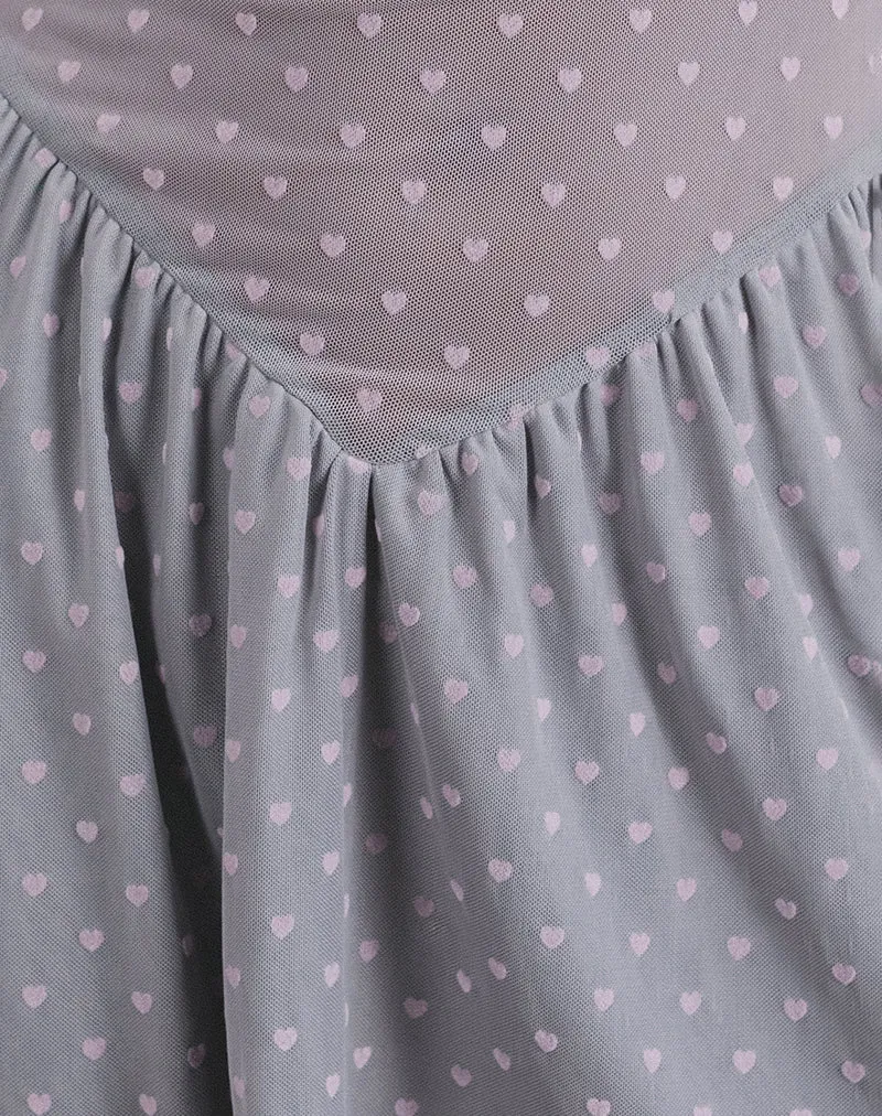 Geni Minikleid in Herzflocke Grau