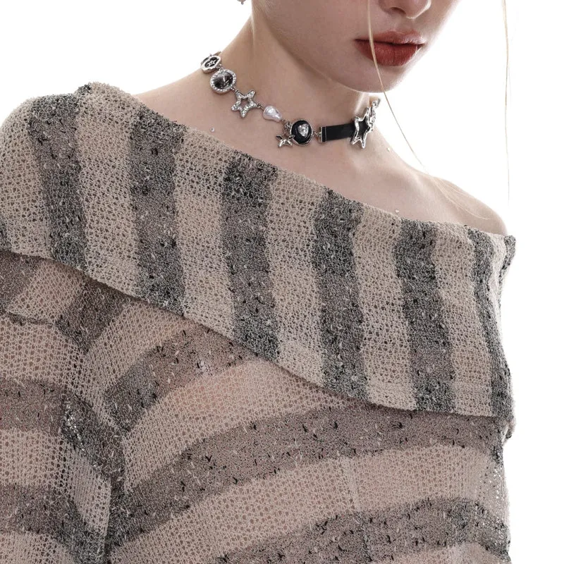Damen-Punk-Halskette mit unregelmäßigen Stern-Barockperlen