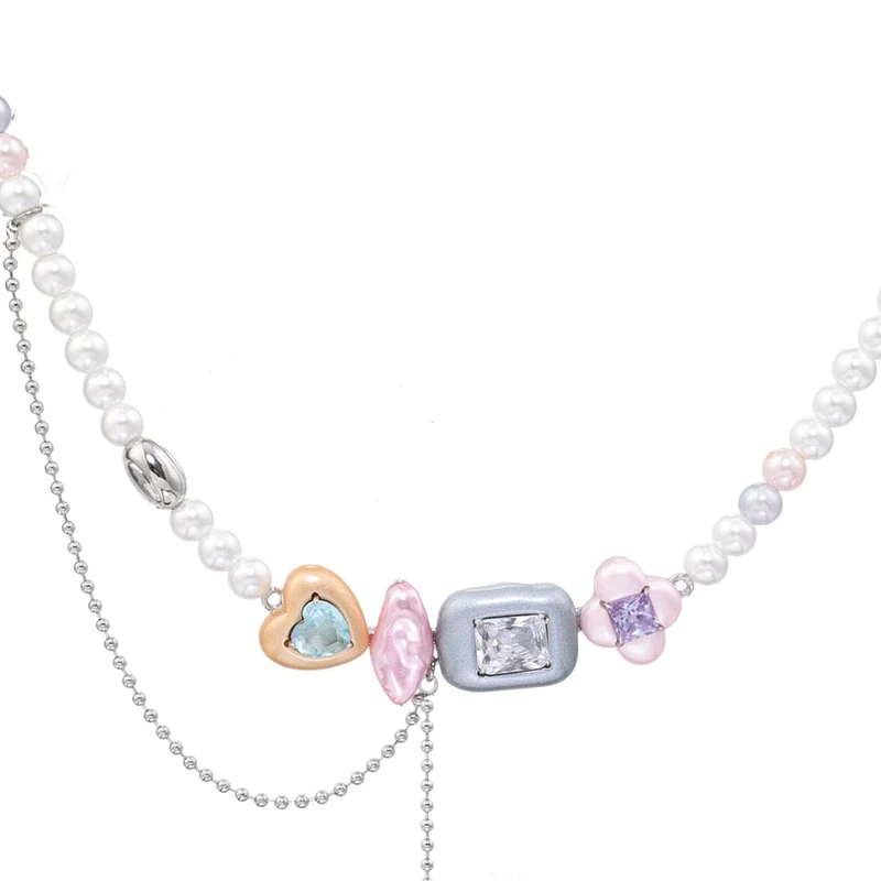 Damen-Lolita-Halskette mit unregelmäßigen Diamantperlen