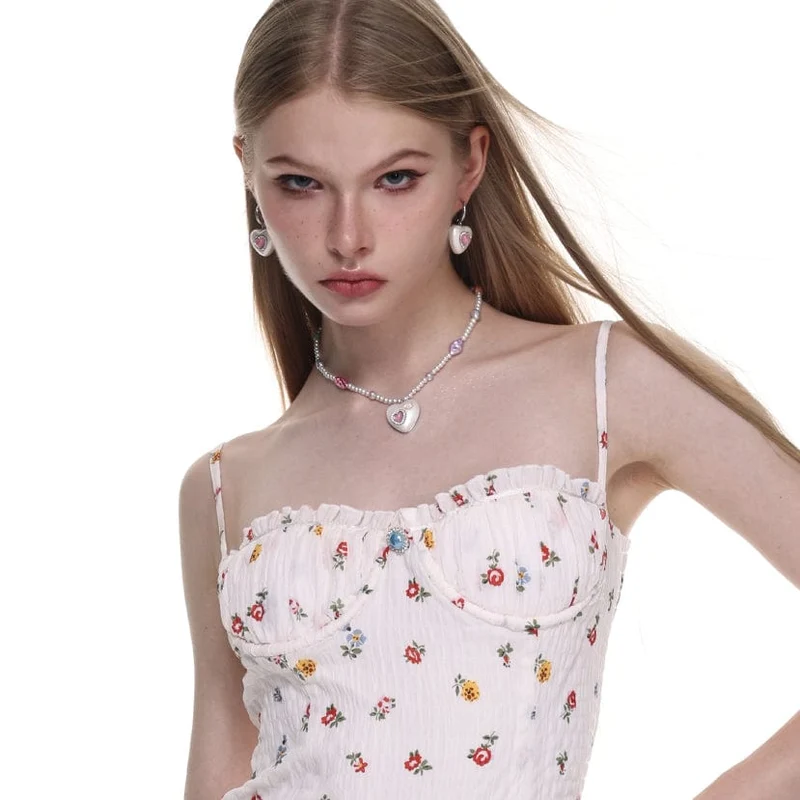 Damen-Lolita-Diamant-Herz-Perlen-Halskette