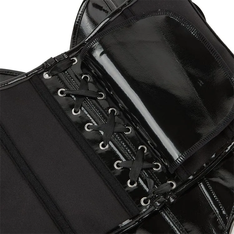 Punk-Overbust-Korsett aus Lackleder mit tiefem Ausschnitt für Damen