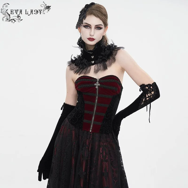 Zweifarbiges Gothic-Vollbrustkorsett mit Schnürung für Damen