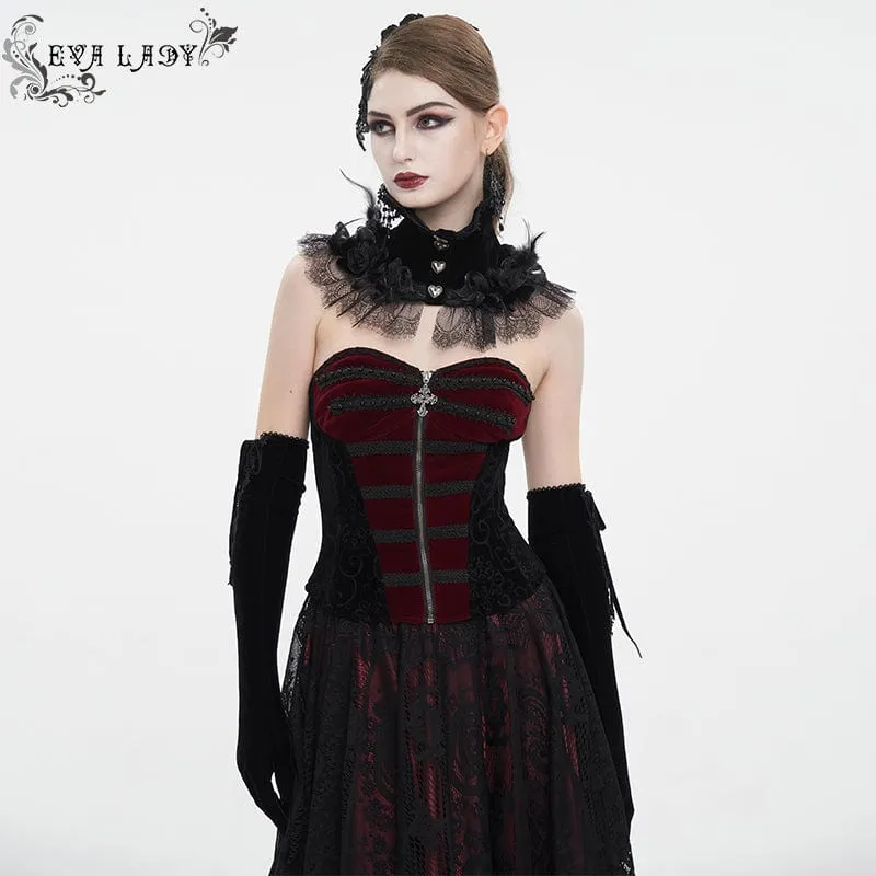 Zweifarbiges Gothic-Vollbrustkorsett mit Schnürung für Damen