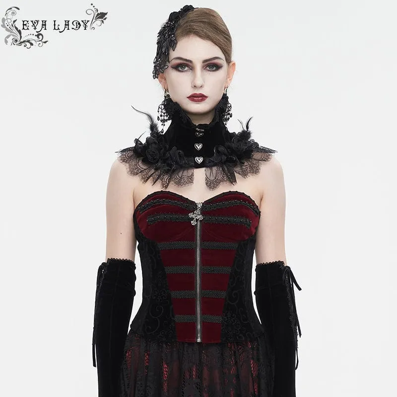 Zweifarbiges Gothic-Vollbrustkorsett mit Schnürung für Damen