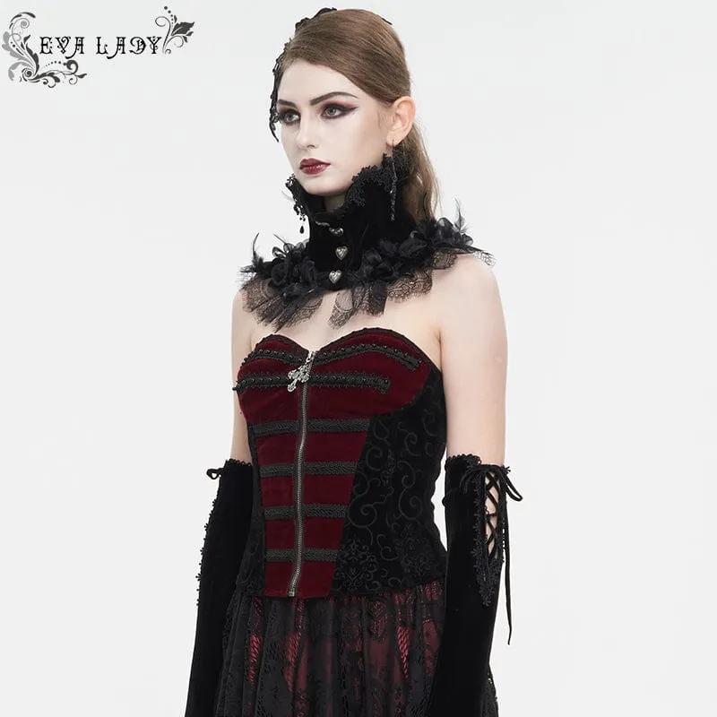 Zweifarbiges Gothic-Vollbrustkorsett mit Schnürung für Damen