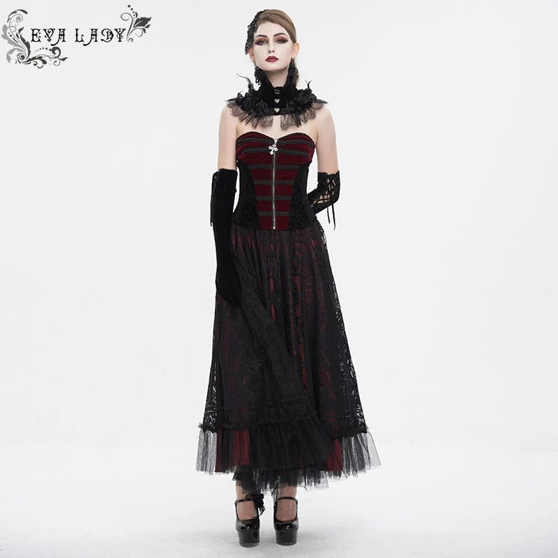 Zweifarbiges Gothic-Vollbrustkorsett mit Schnürung für Damen