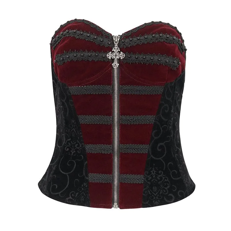 Zweifarbiges Gothic-Vollbrustkorsett mit Schnürung für Damen
