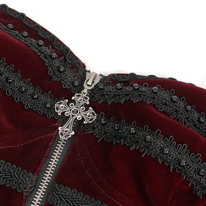 Zweifarbiges Gothic-Vollbrustkorsett mit Schnürung für Damen