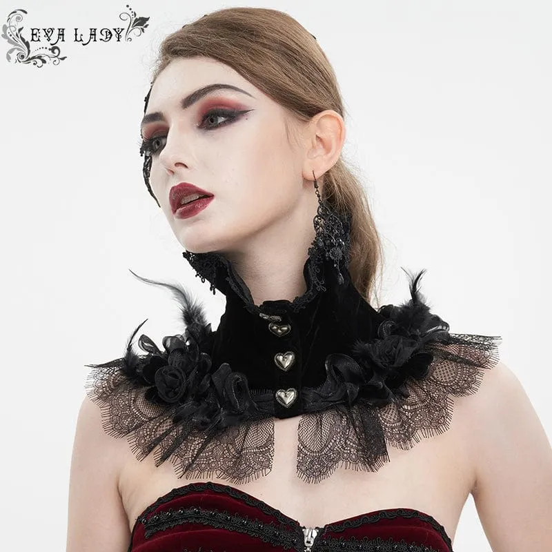 Damen-Kragen im Gothic-Stil mit Rosen-Spitzensaum