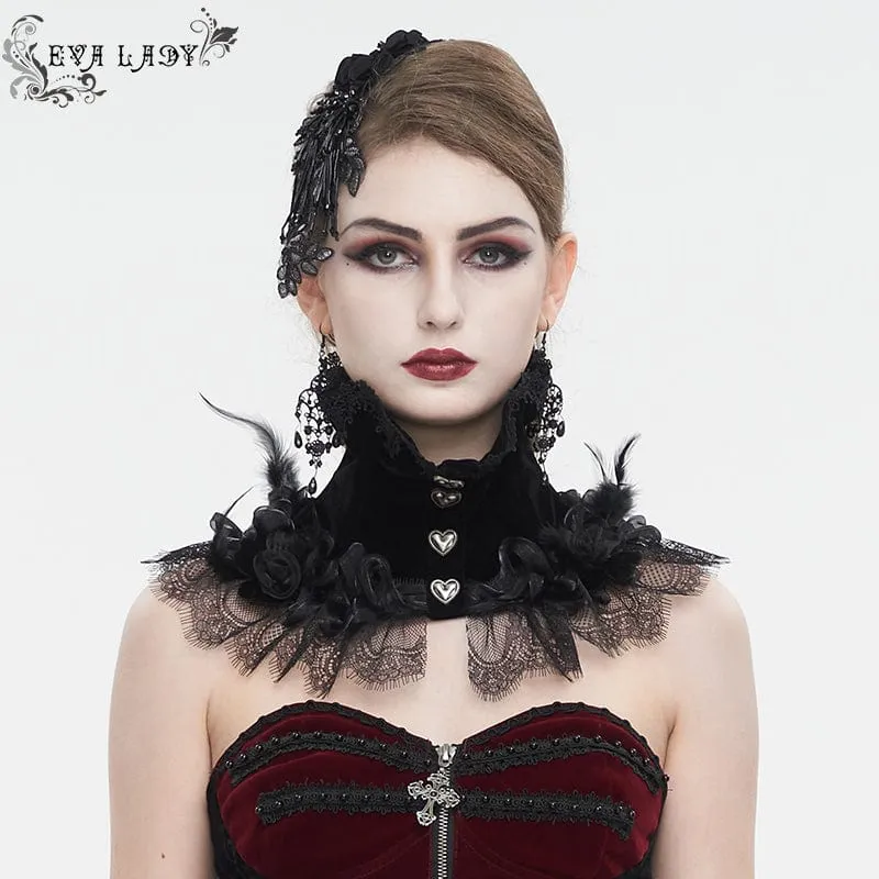 Damen-Kragen im Gothic-Stil mit Rosen-Spitzensaum