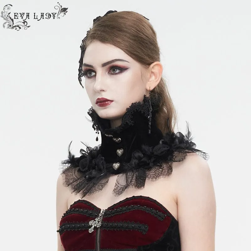 Damen-Kragen im Gothic-Stil mit Rosen-Spitzensaum