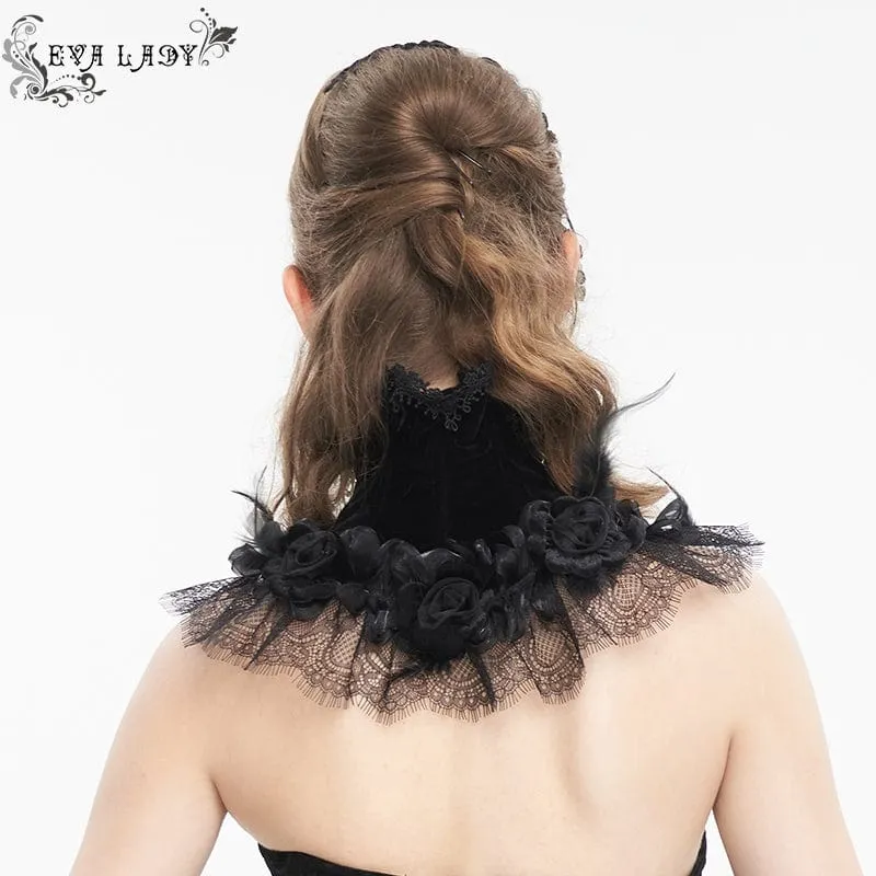 Damen-Kragen im Gothic-Stil mit Rosen-Spitzensaum