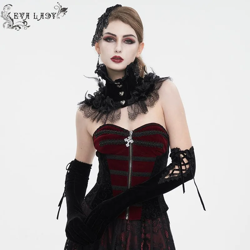 Damen-Kragen im Gothic-Stil mit Rosen-Spitzensaum