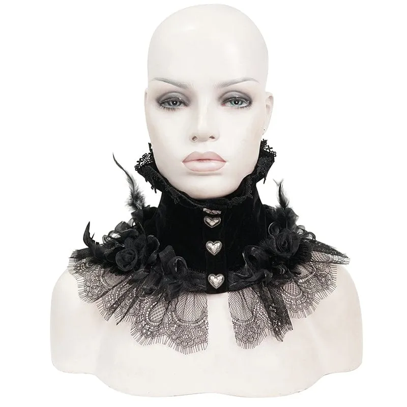 Damen-Kragen im Gothic-Stil mit Rosen-Spitzensaum