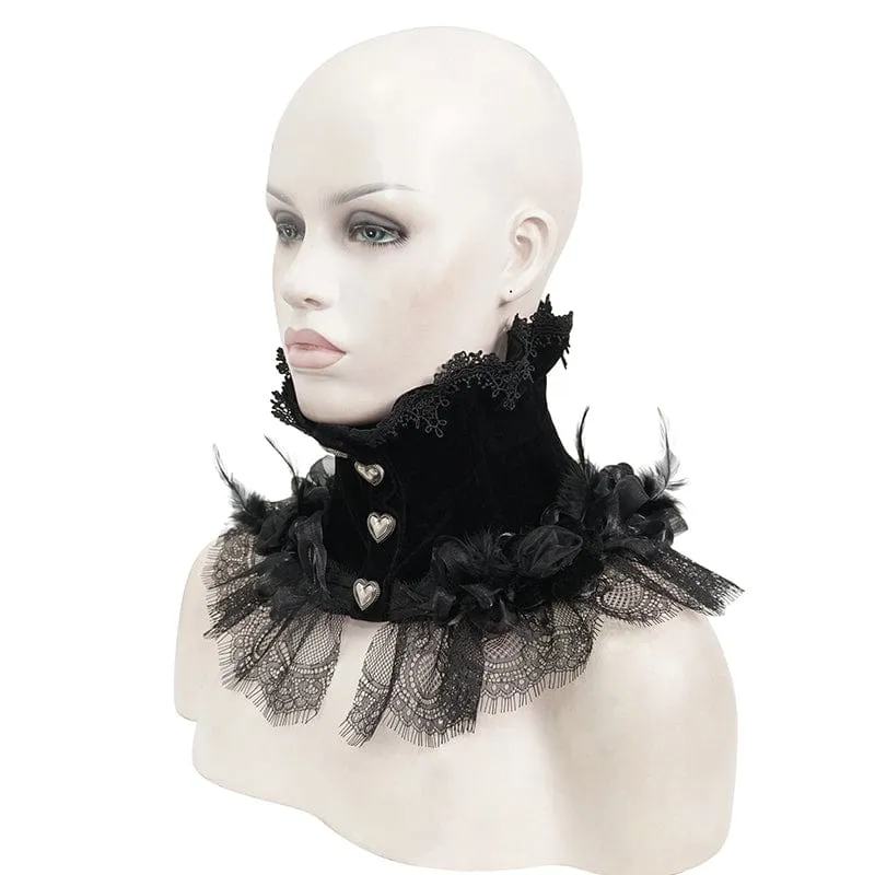 Damen-Kragen im Gothic-Stil mit Rosen-Spitzensaum