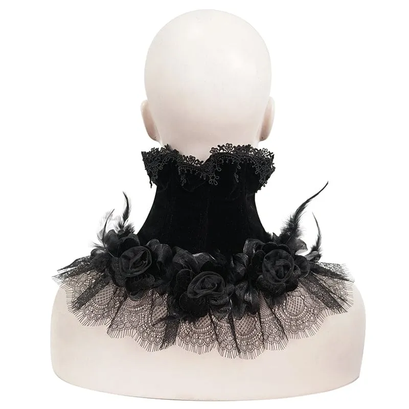 Damen-Kragen im Gothic-Stil mit Rosen-Spitzensaum