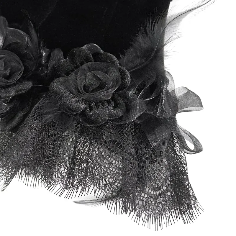 Damen-Kragen im Gothic-Stil mit Rosen-Spitzensaum