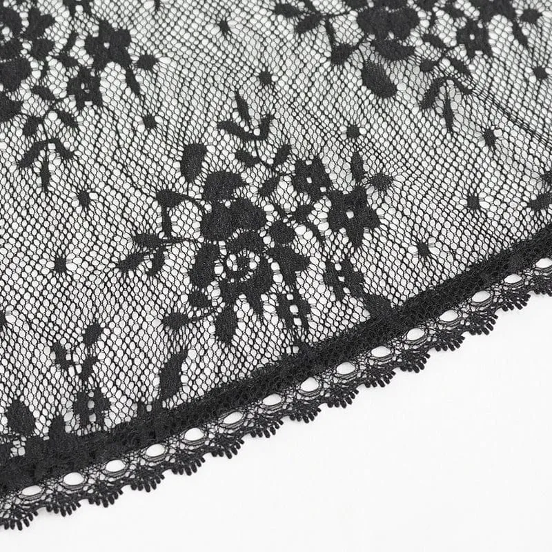 Damen Gothic-Umhang mit unregelmäßigem, flauschigem Saum und Spitze