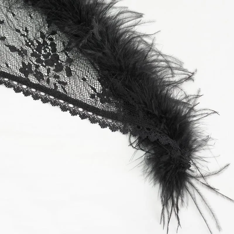 Damen Gothic-Umhang mit unregelmäßigem, flauschigem Saum und Spitze