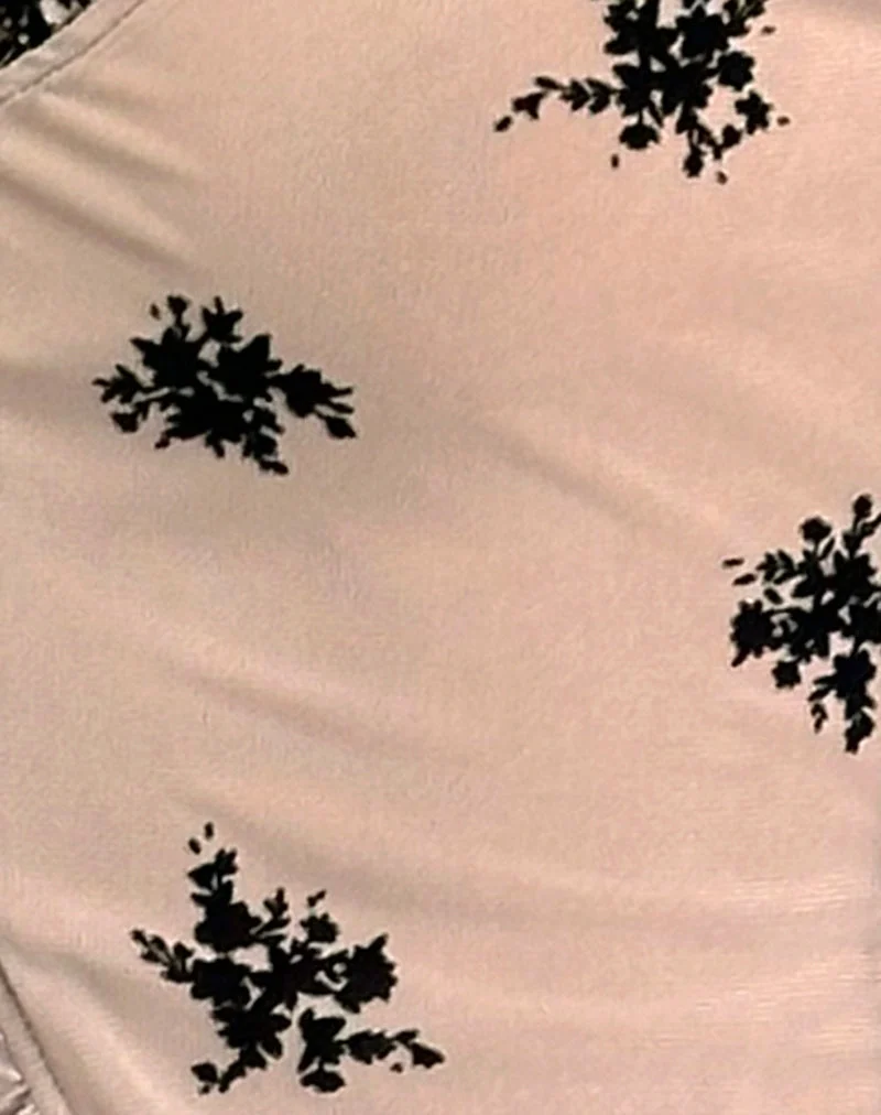 Ganin Langarm-Top aus Ditsy Flock Floral Nude Mesh